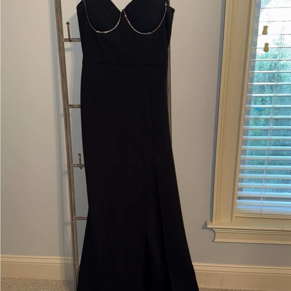 Windsor Black Gown with Rhinestone Detail
